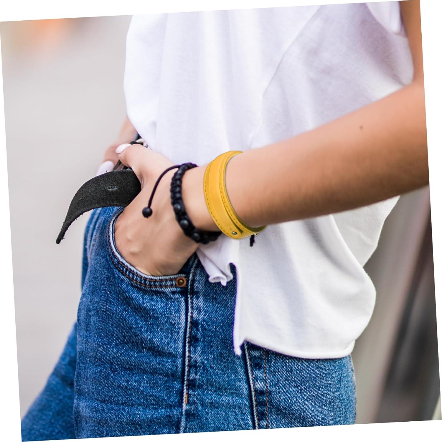 Pulseras de Cuero Angoily 10 Piezas DIY Ajustables Blancas