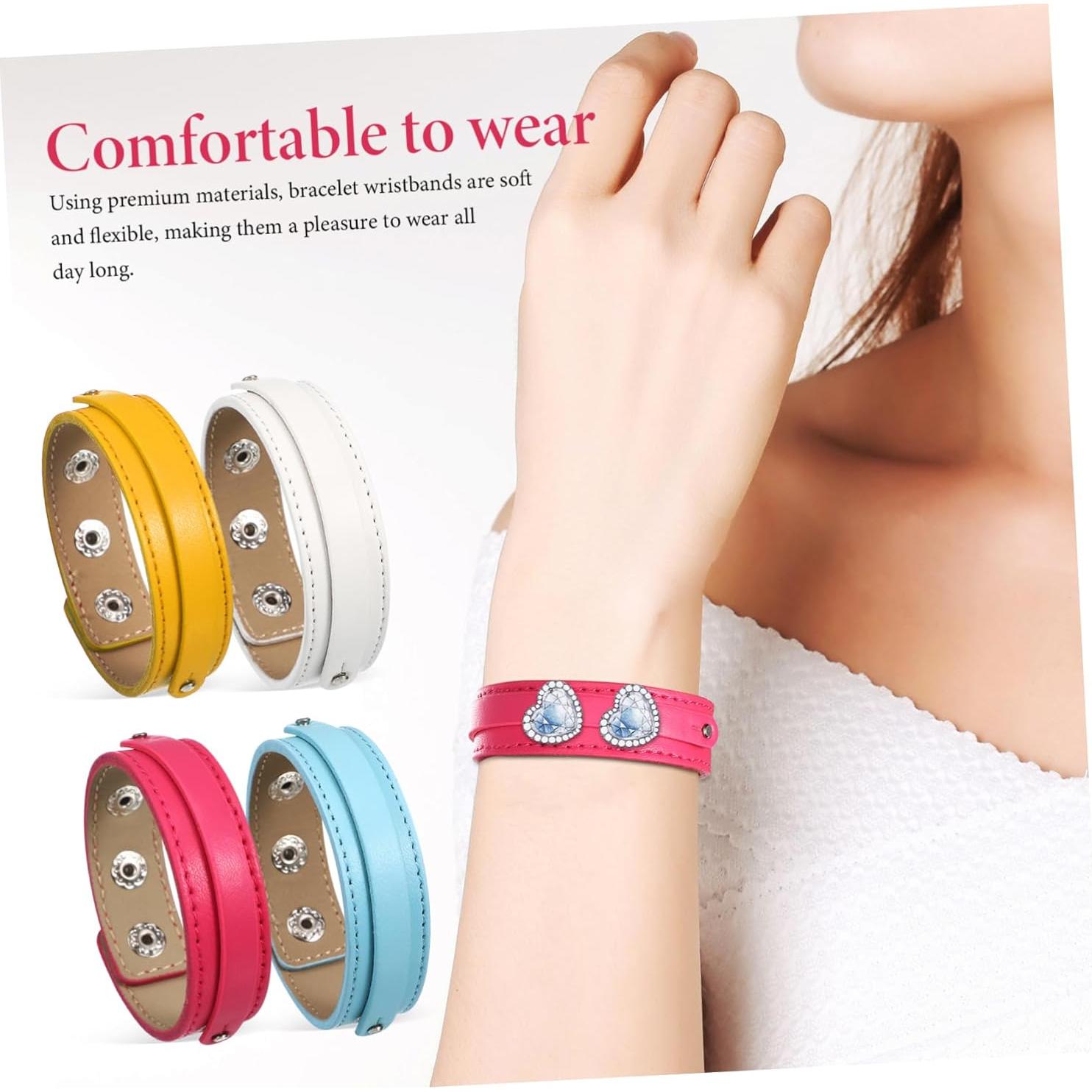 Pulseras de Cuero Angoily 10 Piezas DIY Ajustables Blancas