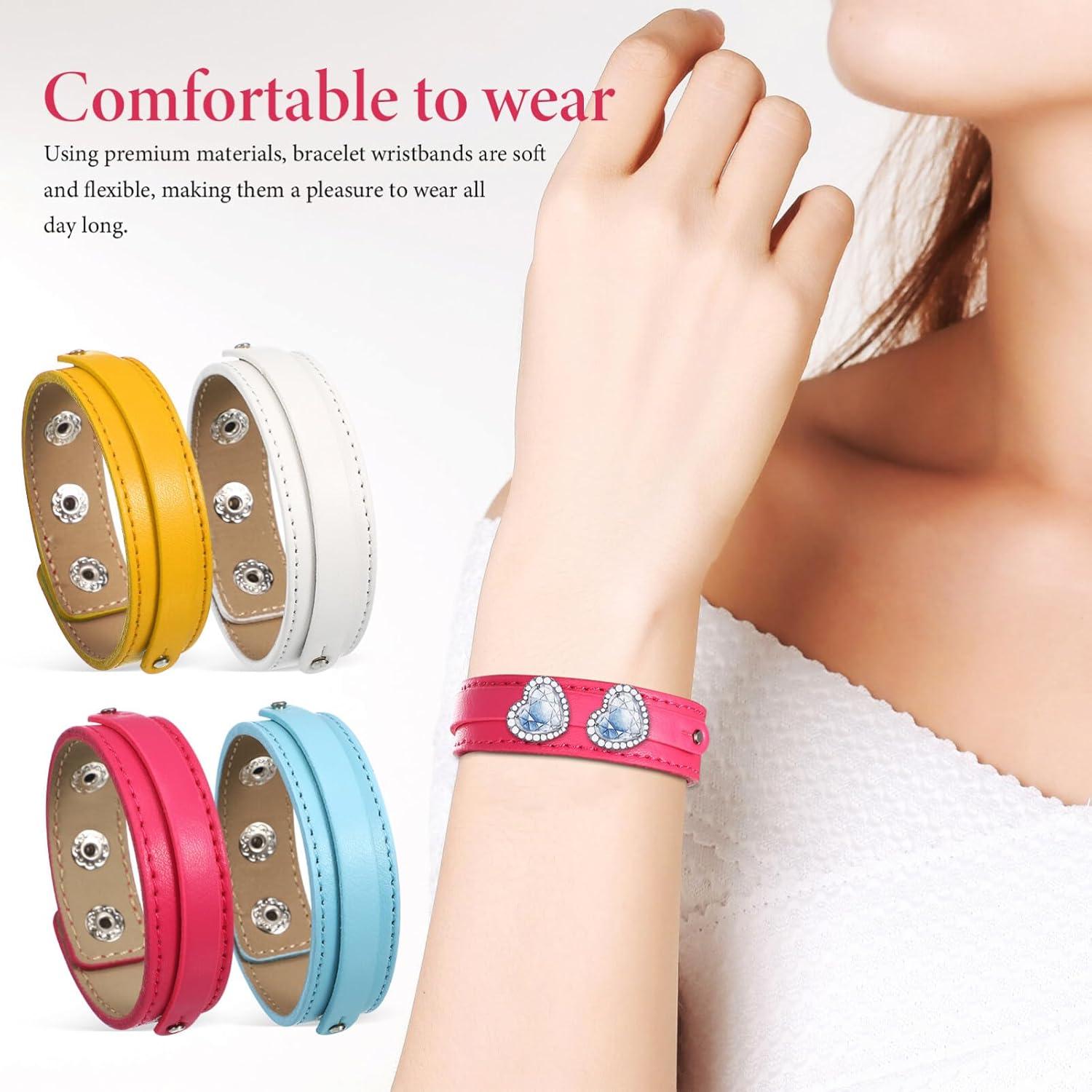 Pulseras de Cuero Ajustables DIYEAH - 10 Piezas en Blanco