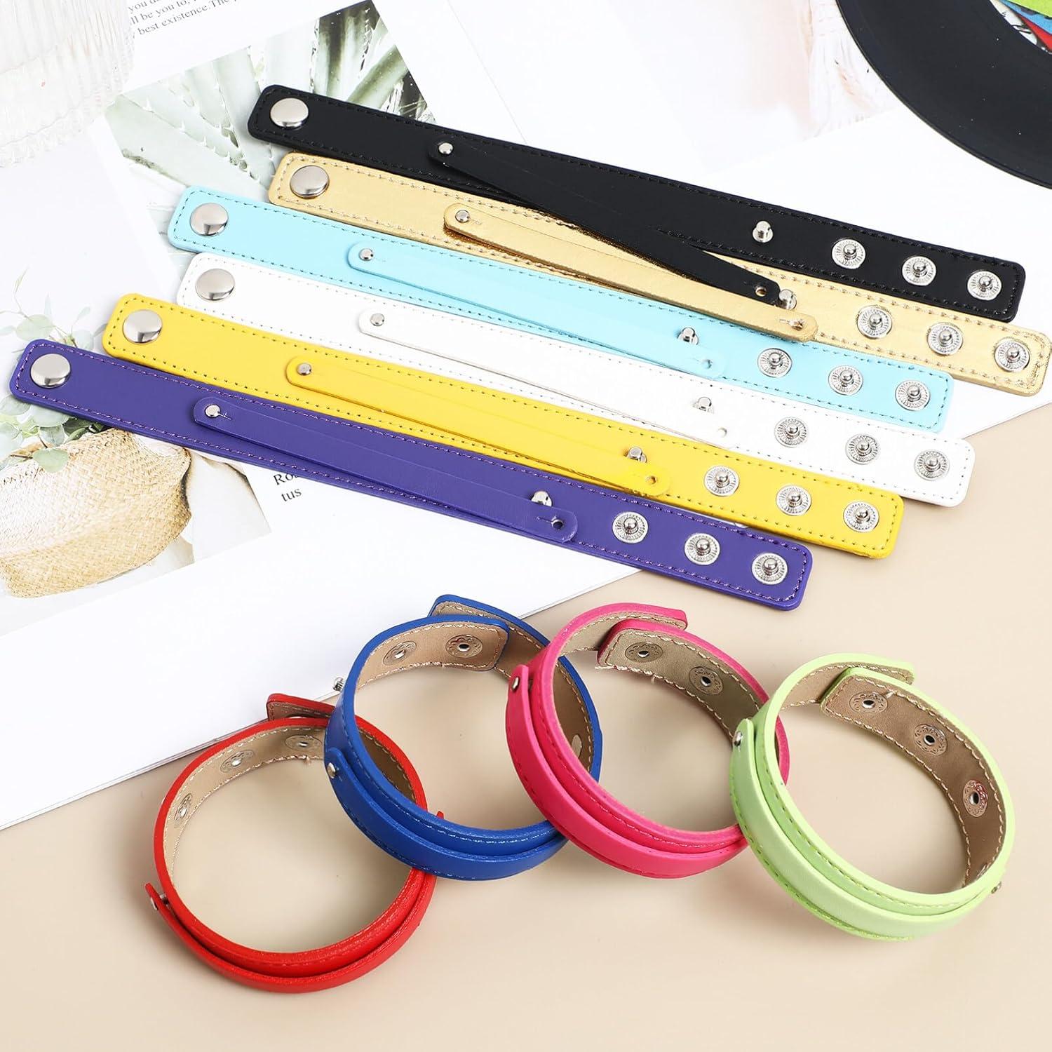 Pulseras de Cuero Ajustables DIYEAH - 10 Piezas en Blanco