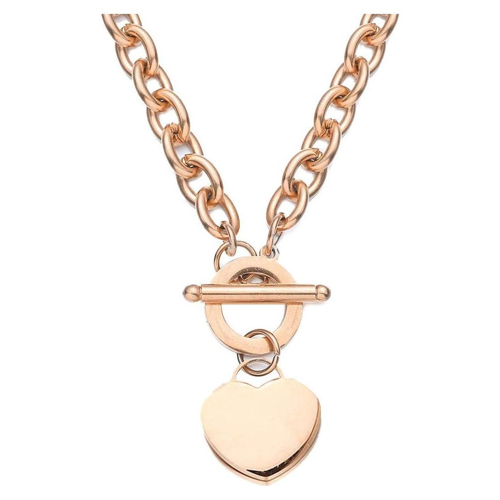 Collar de Cadena con Encanto de Corazón WangGao 49.8 cm Oro Rosa