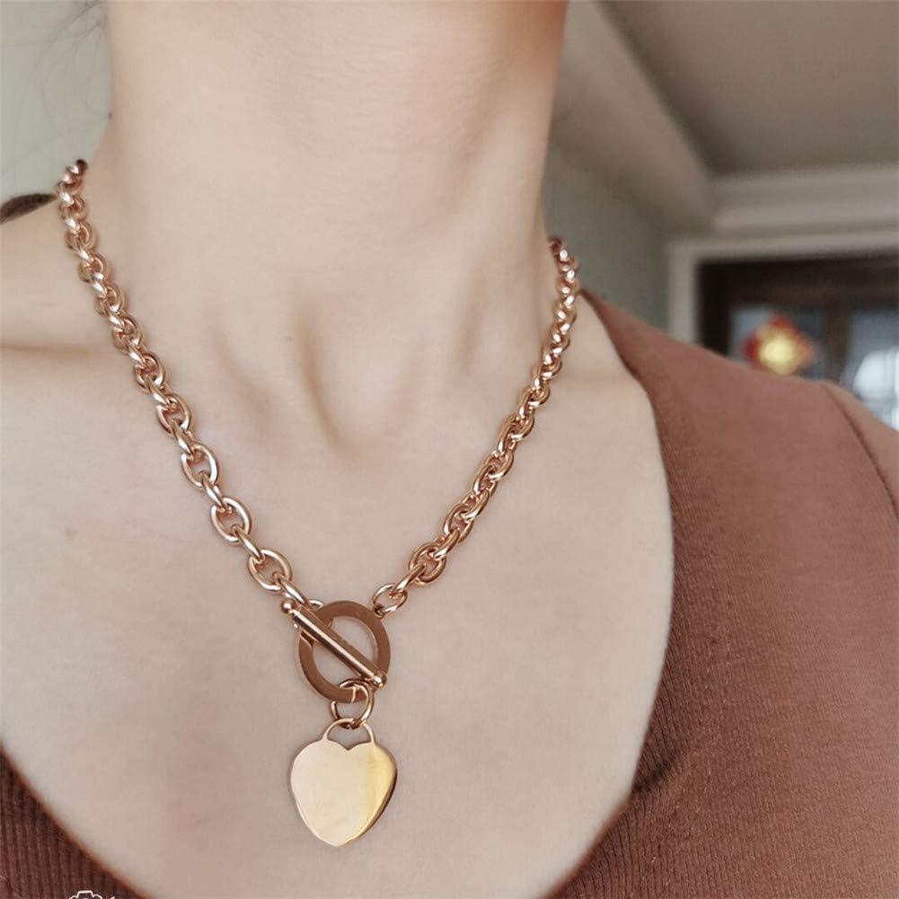 Collar de Cadena con Encanto de Corazón WangGao 49.8 cm Oro Rosa