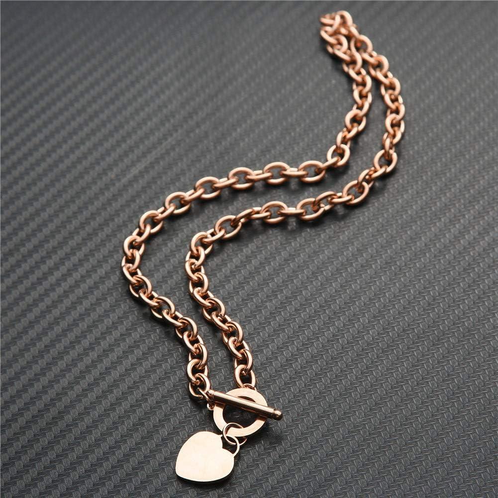 Collar de Cadena con Encanto de Corazón WangGao 49.8 cm Oro Rosa