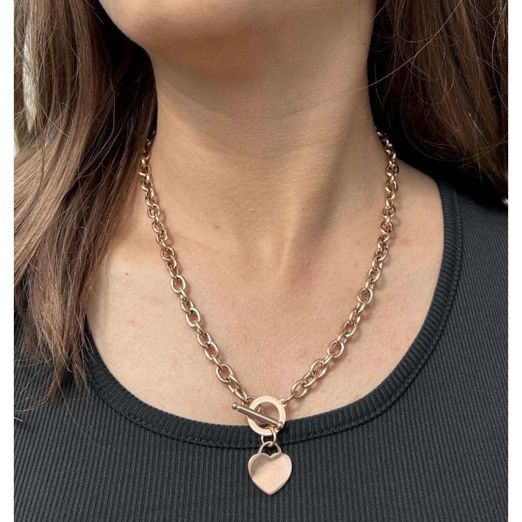 Collar de Cadena con Encanto de Corazón WangGao 49.8 cm Oro Rosa