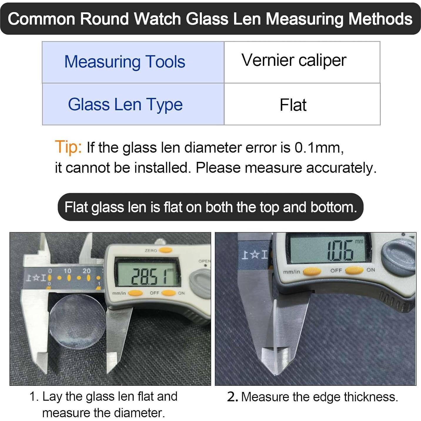 Paquete de 6 Lentes de Cristal para Reloj uxcell 37.5mm