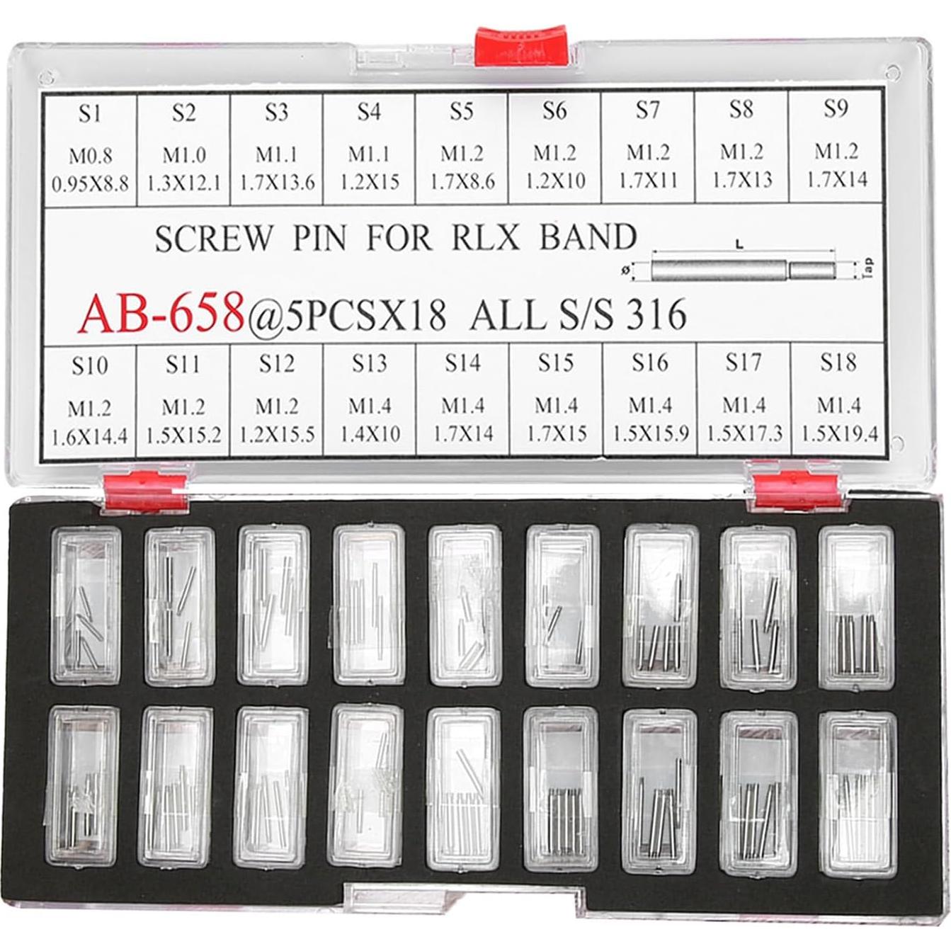 Kit de Pines de Tornillo Cunyuer para Correas de Reloj - 18 Piezas