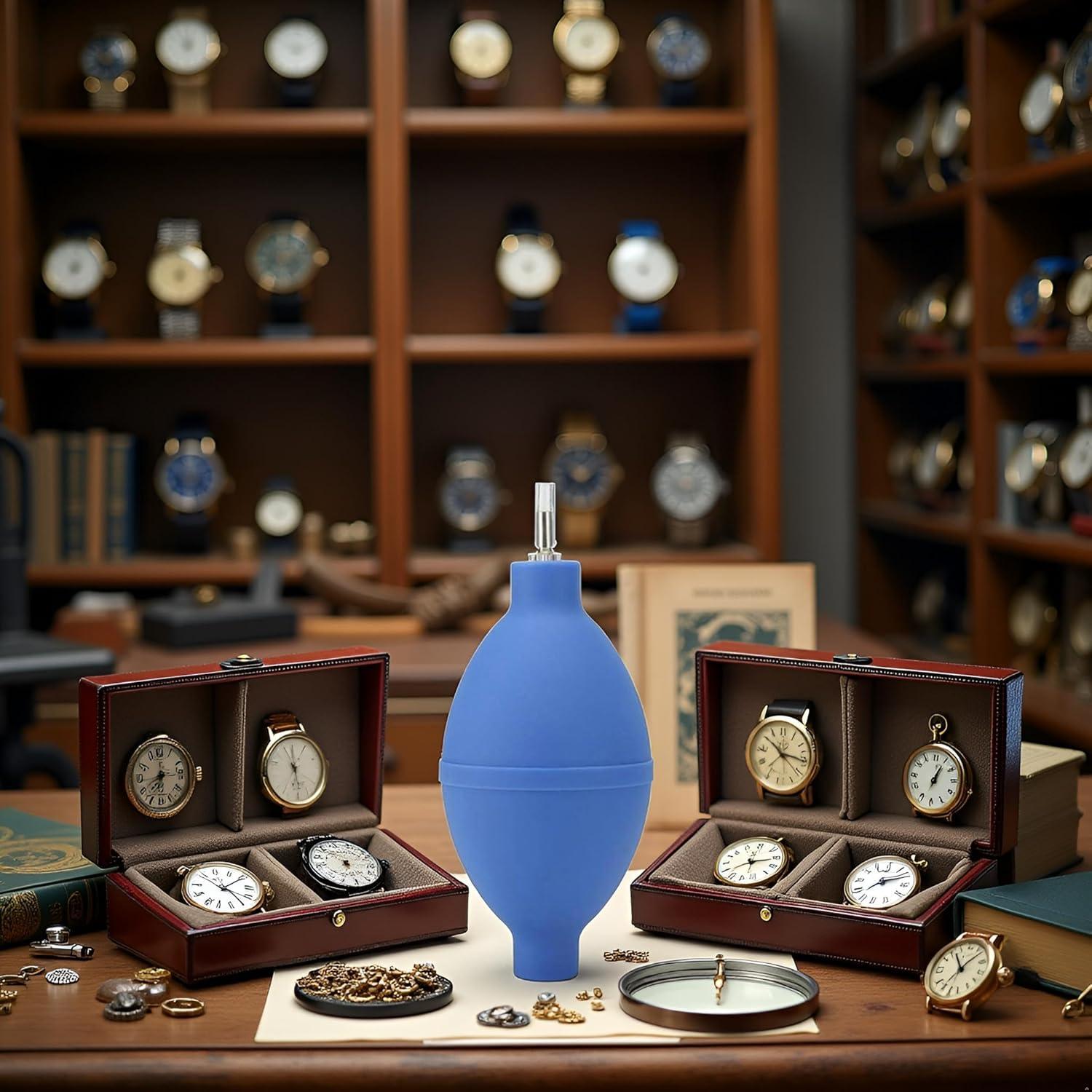 Herramienta de limpieza de reloj Jowxsx con bomba de aire azul