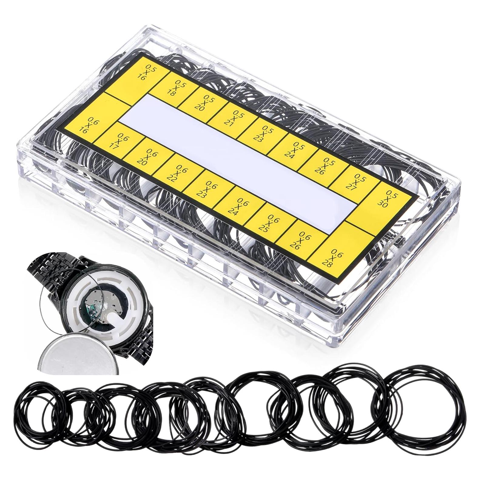 Kit de Juntas de Reloj 200 Piezas Goma Impermeable 16-30mm