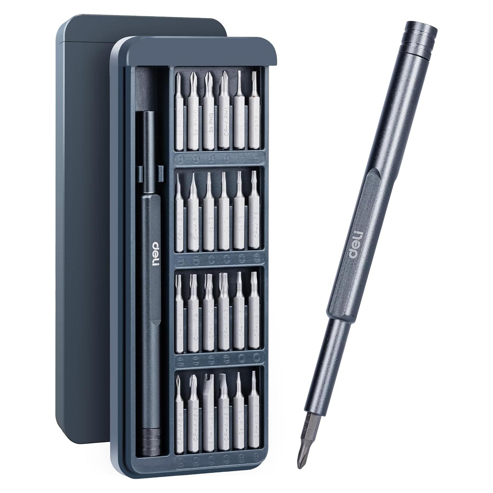 Juego de Destornilladores de Precisión Deli 25 Piezas Ergonómico