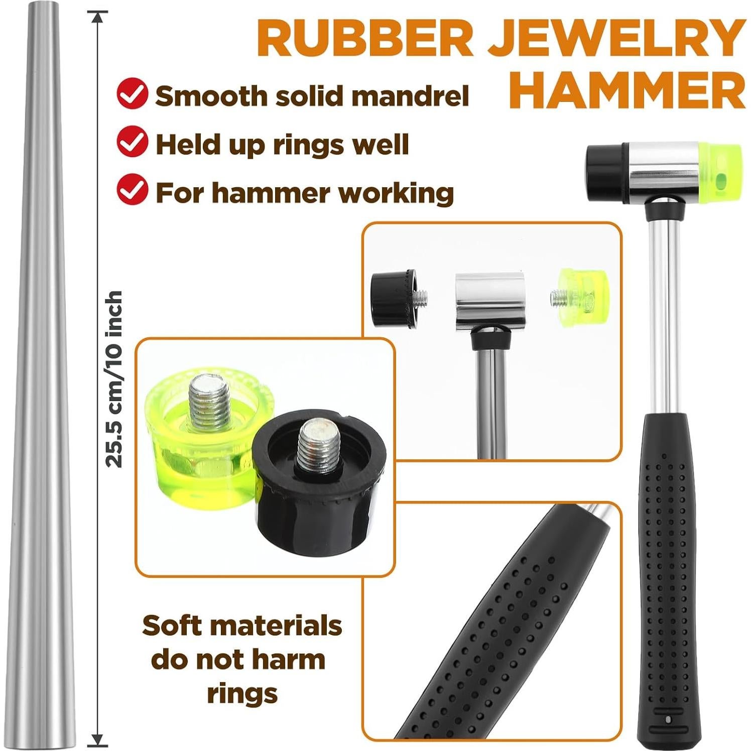 Kit de Reparación de Anillos JOUTYFOR 12 Piezas con Mandril y Martillo