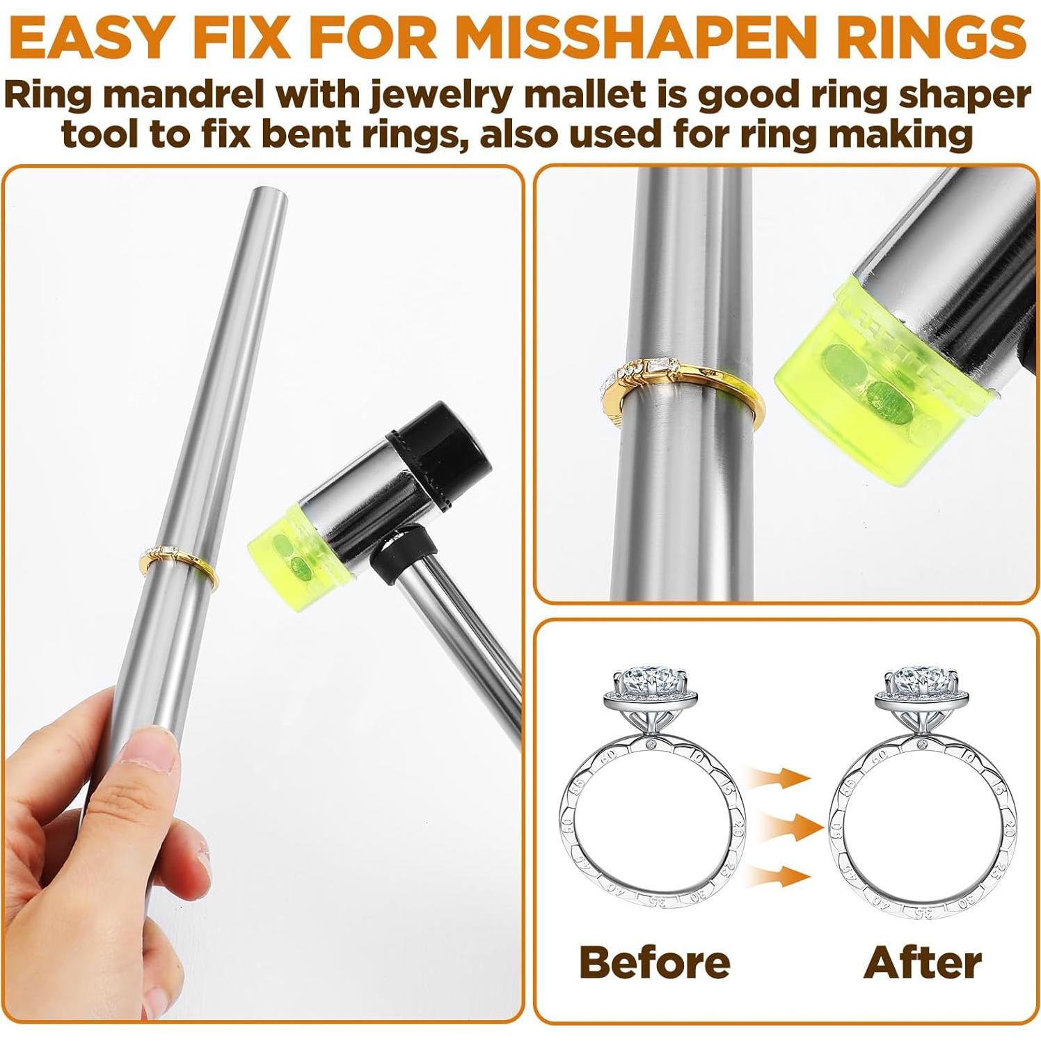 Kit de Reparación de Anillos JOUTYFOR 12 Piezas con Mandril y Martillo