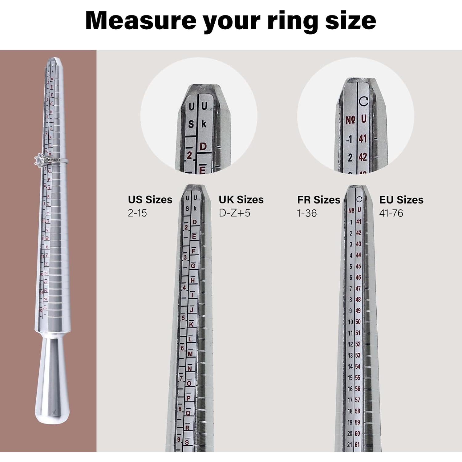 Kit de Medición de Tamaño de Anillo Artilife con Mandril y Martillo