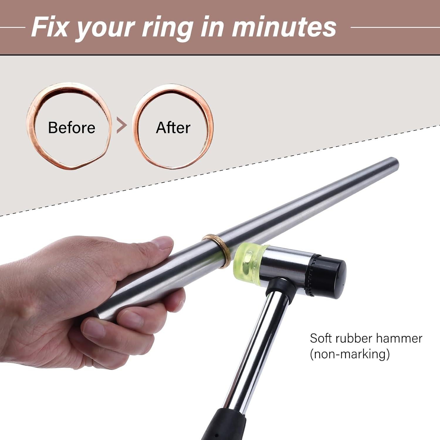 Kit de Medición de Tamaño de Anillo Artilife con Mandril y Martillo