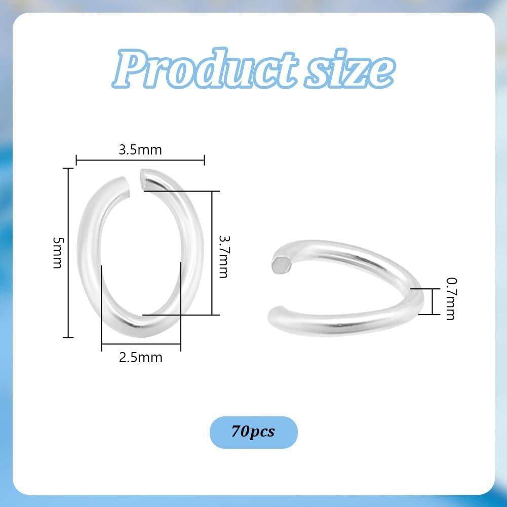 70 Anillos de Salto Abiertos Plata Esterlina 925 PH PandaHall