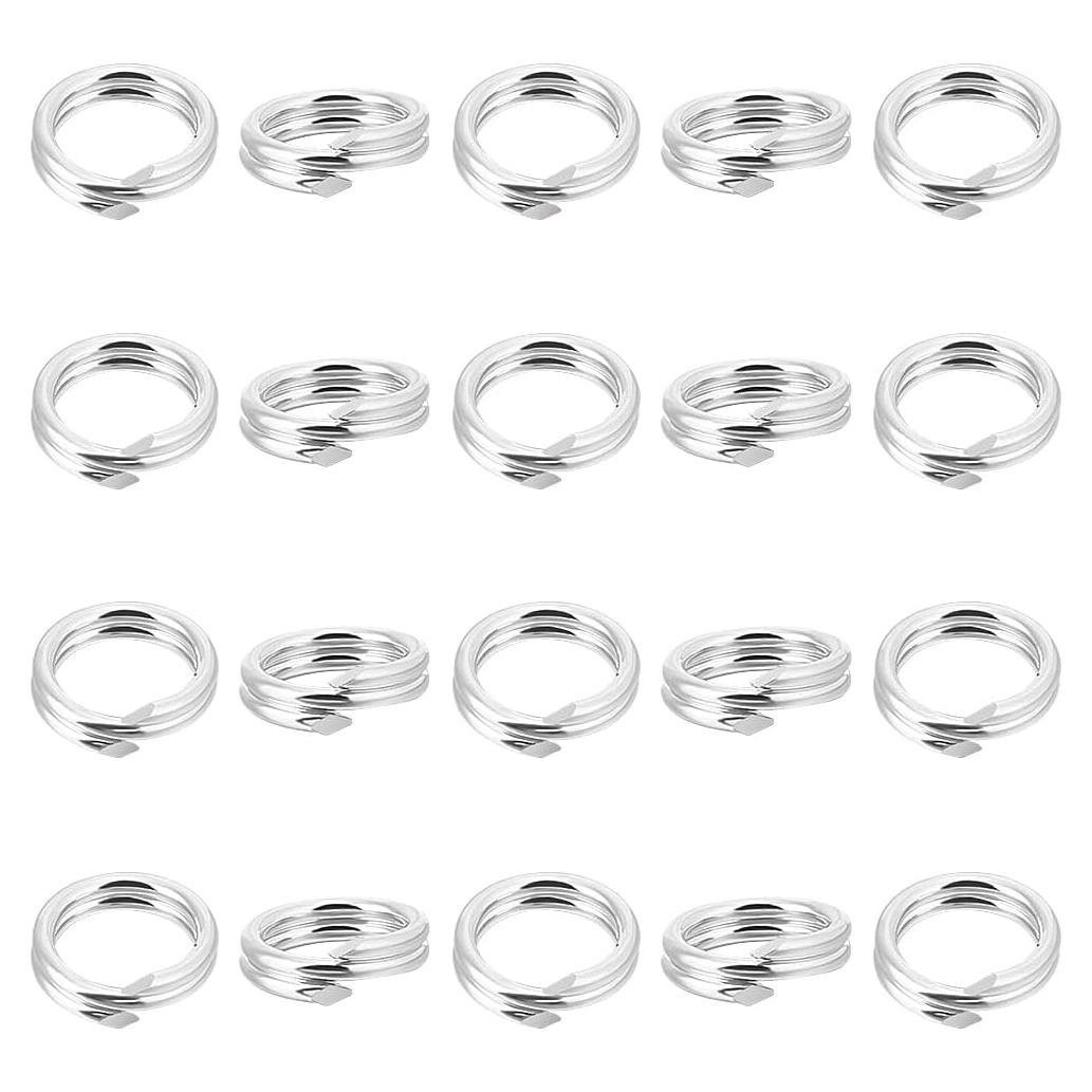 Beebeecraft 20 Anillos de Salto Doble Bucle 925 Plata Esterlina