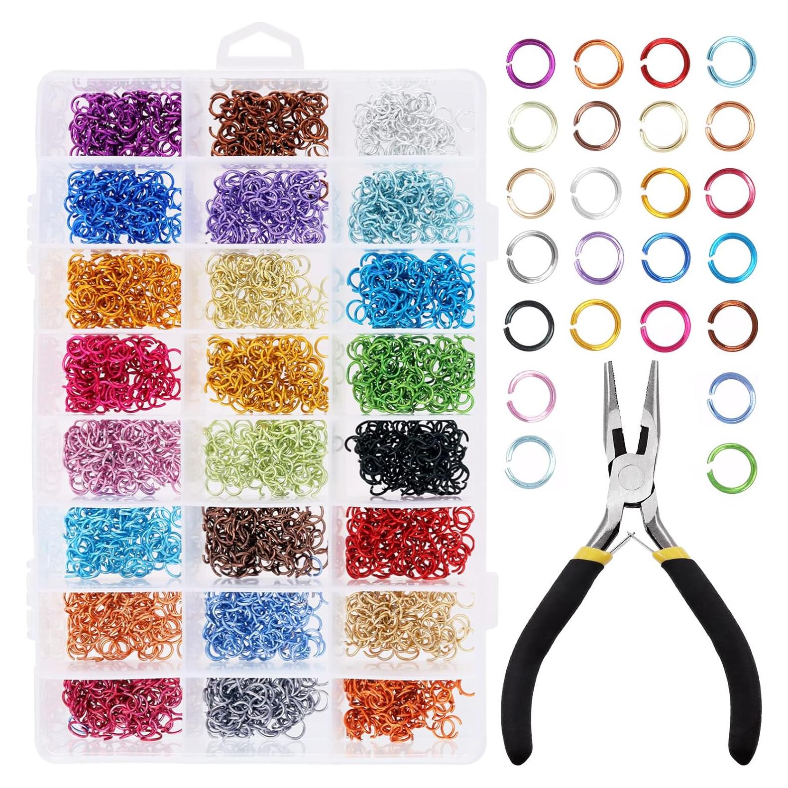 Kit de Joyería Wokape 2881Pcs 24 Colores Anillas 6mm y Alicates