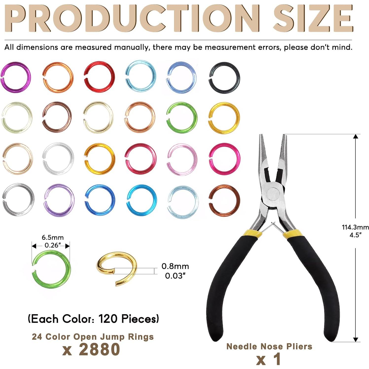 Kit de Joyería Wokape 2881Pcs 24 Colores Anillas 6mm y Alicates