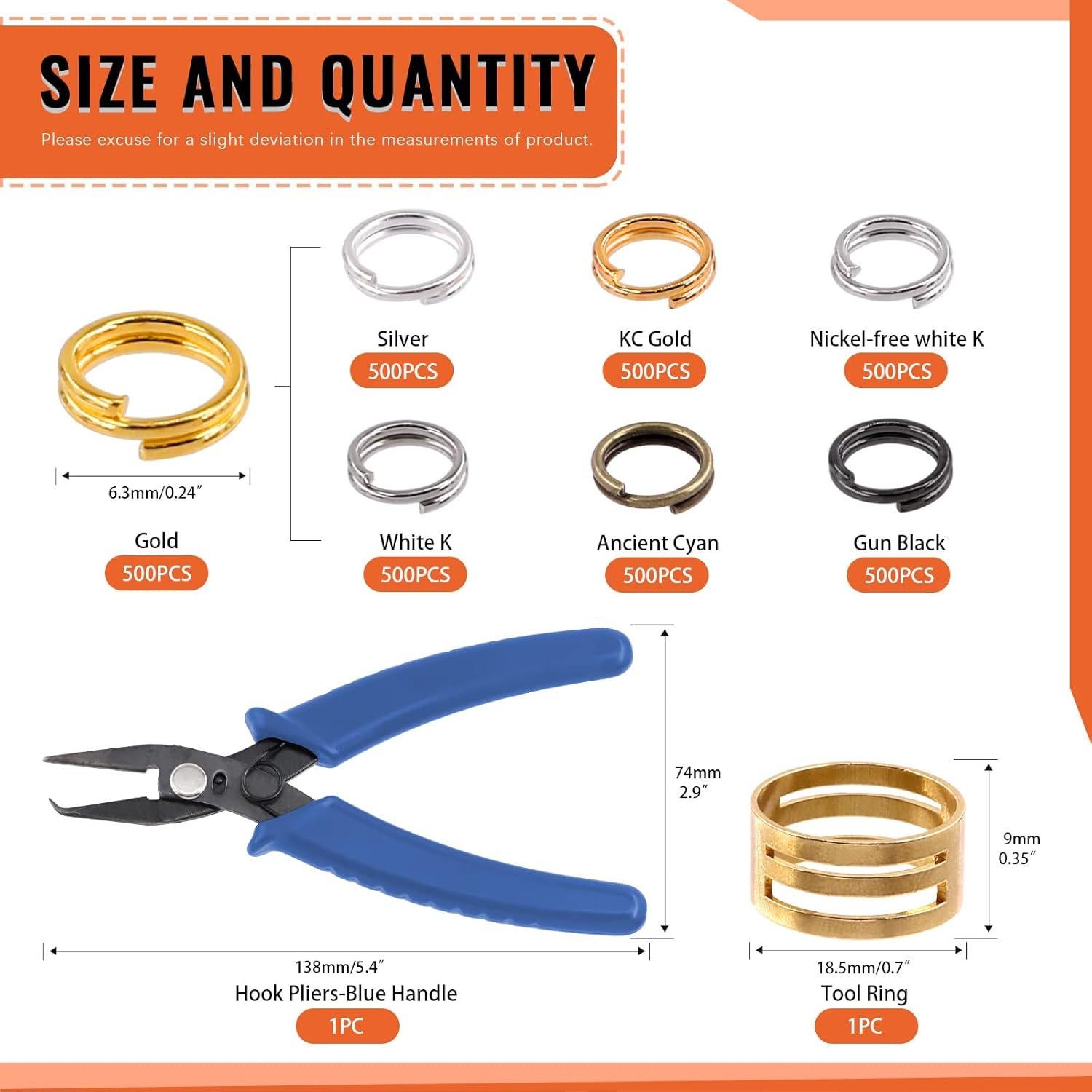 Conjunto de 3500 Anillos de Salto Tanstic 7 Colores 6.35 mm