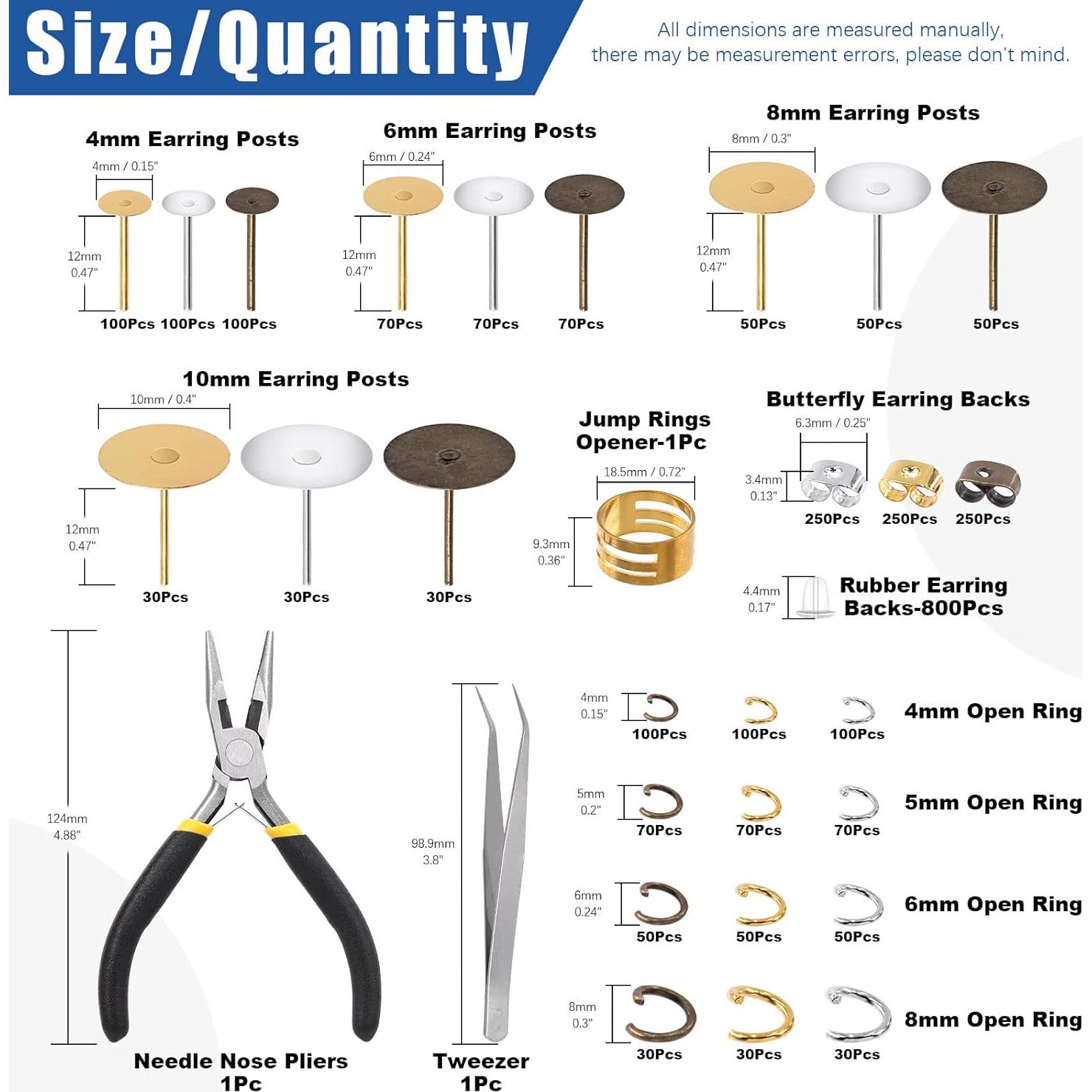 Kit de Fabricación de Aretes Glarks 3053 Piezas Acero Inoxidable