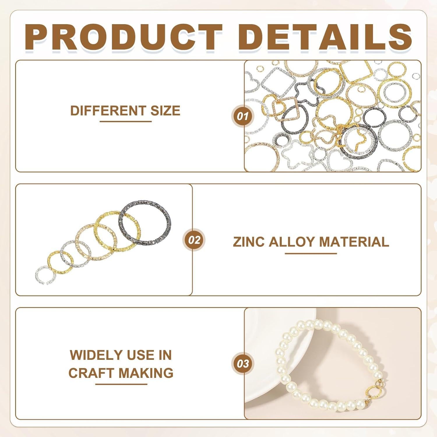 Kit 100 Anillas Abiertas y Retorcidas uxcell 4mm Oro K