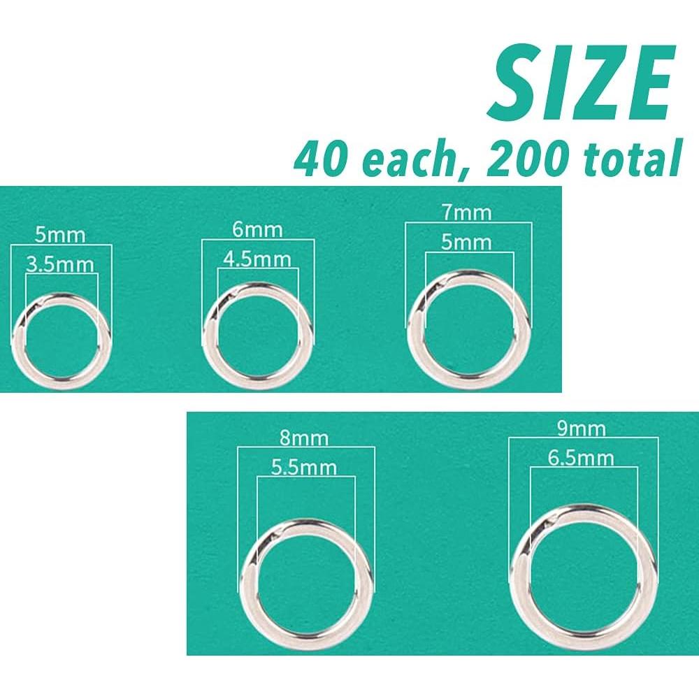 200 Anillos de Salto Doble Halyuhn 5-9 mm Acero Inoxidable
