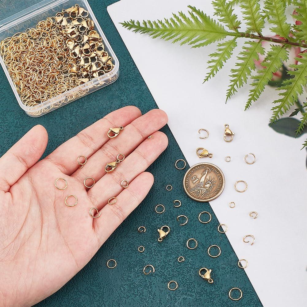 PH PandaHall 660pcs Anillas Abiertas y Cierres de Langosta Oro 18K