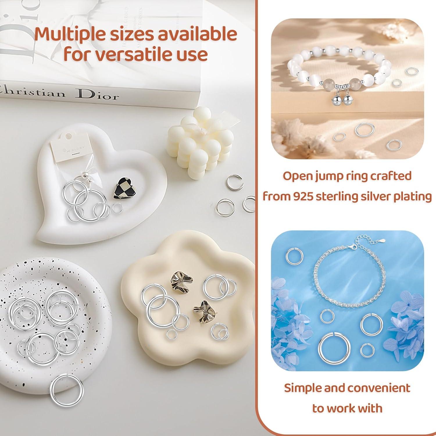 20 Anillas de Salto Plata Esterlina 925 3mm-6mm para Joyería