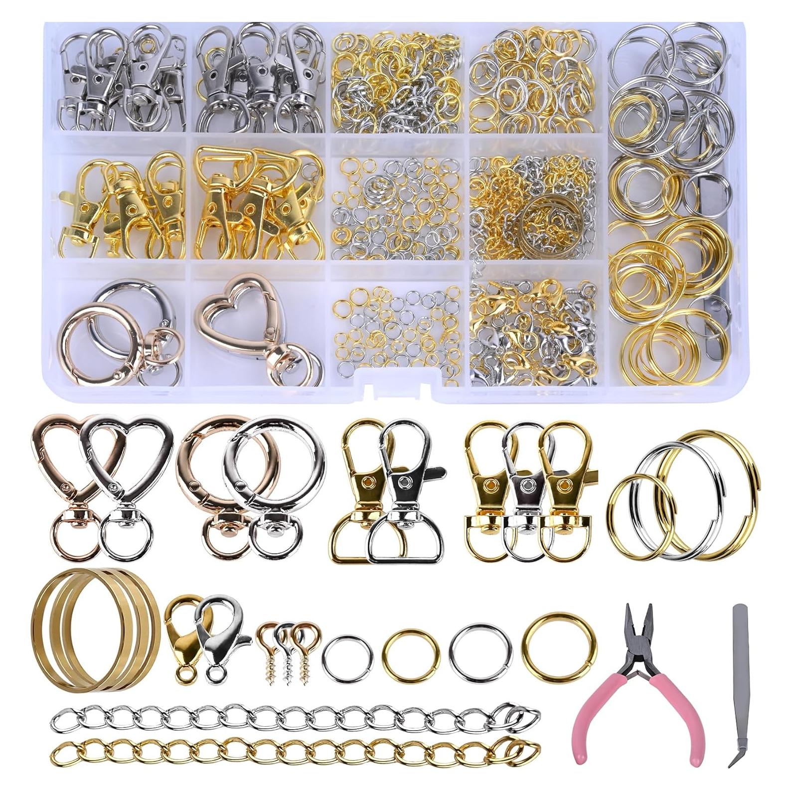 Kit de Fabricación de Llaveros Prdingfy 579PCS Oro-Plata