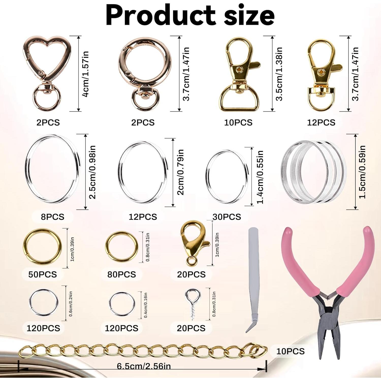 Kit de Fabricación de Llaveros Prdingfy 579PCS Oro-Plata