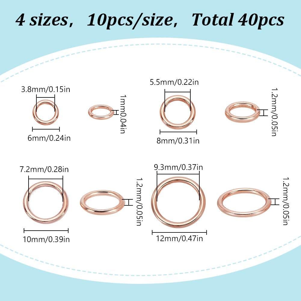 40 Anillas de Salto Cerradas HOBBIESAY Oro Rosa 3.8-9.3mm