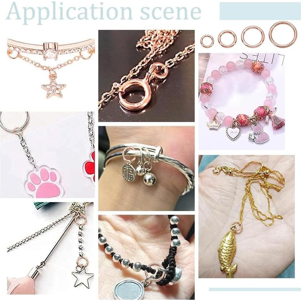 40 Anillas de Salto Cerradas HOBBIESAY Oro Rosa 3.8-9.3mm