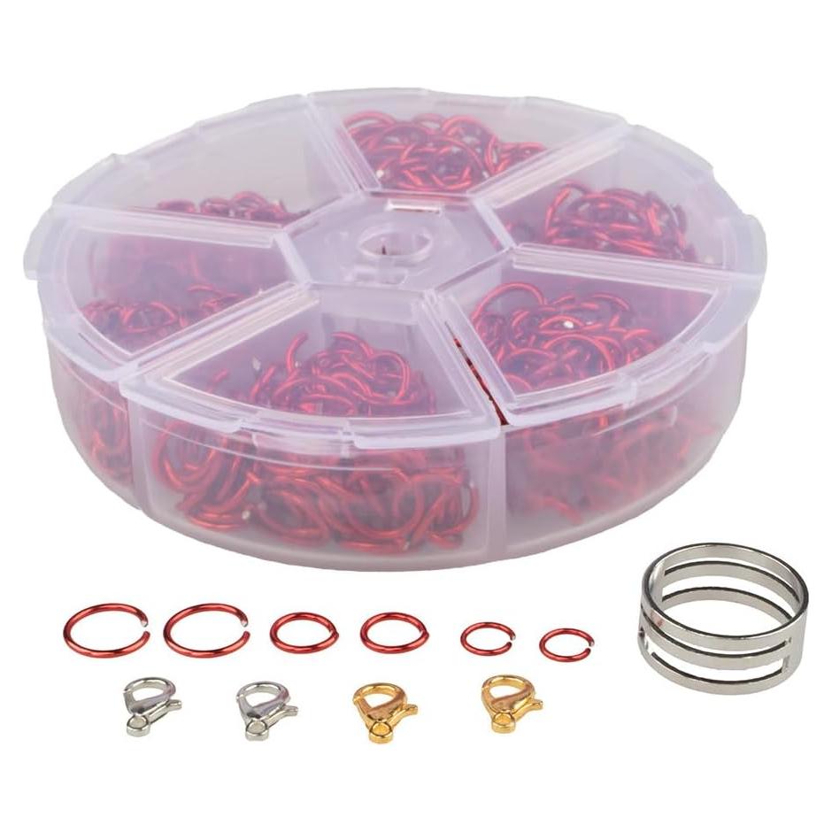 Kit de Anillas de Salto Craft County - 3 Tamaños y Color Rojo