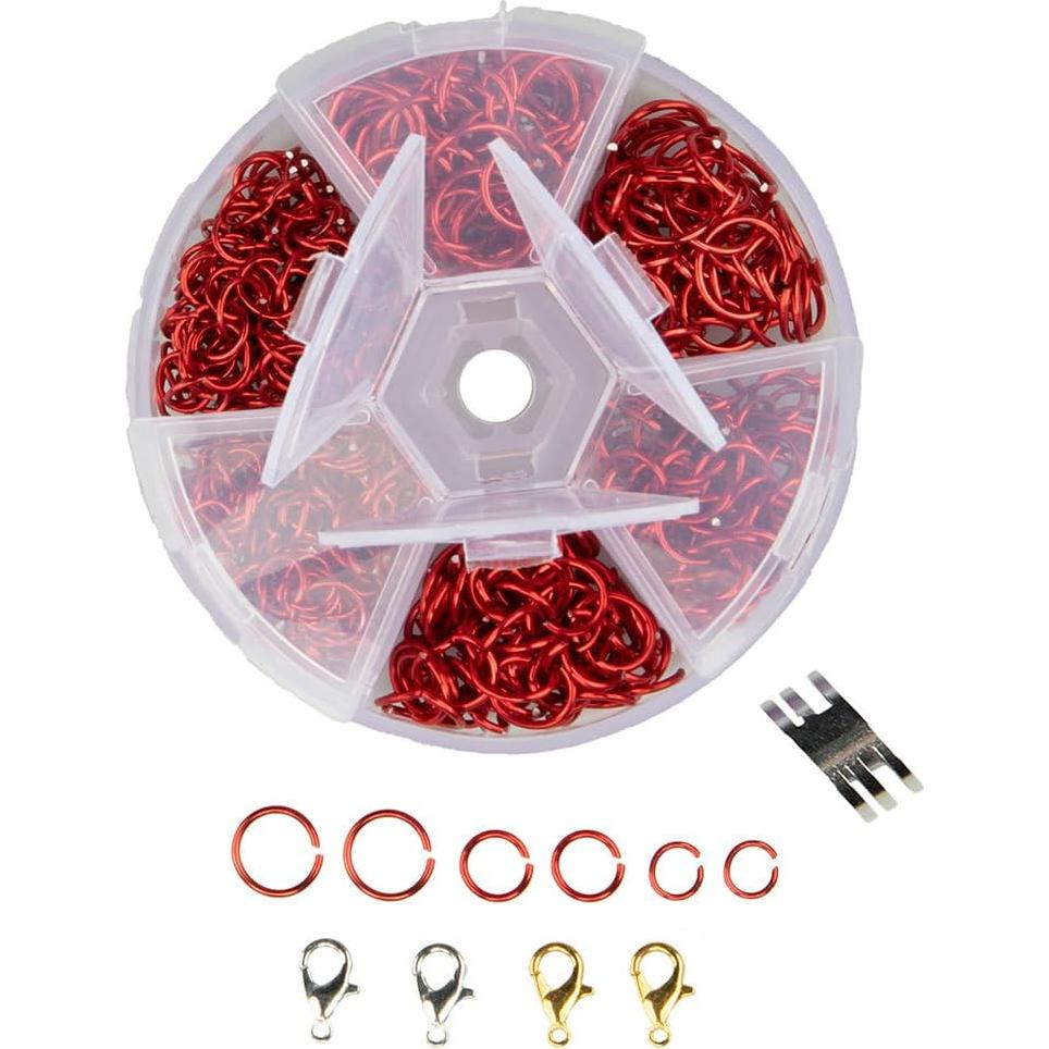 Kit de Anillas de Salto Craft County - 3 Tamaños y Color Rojo