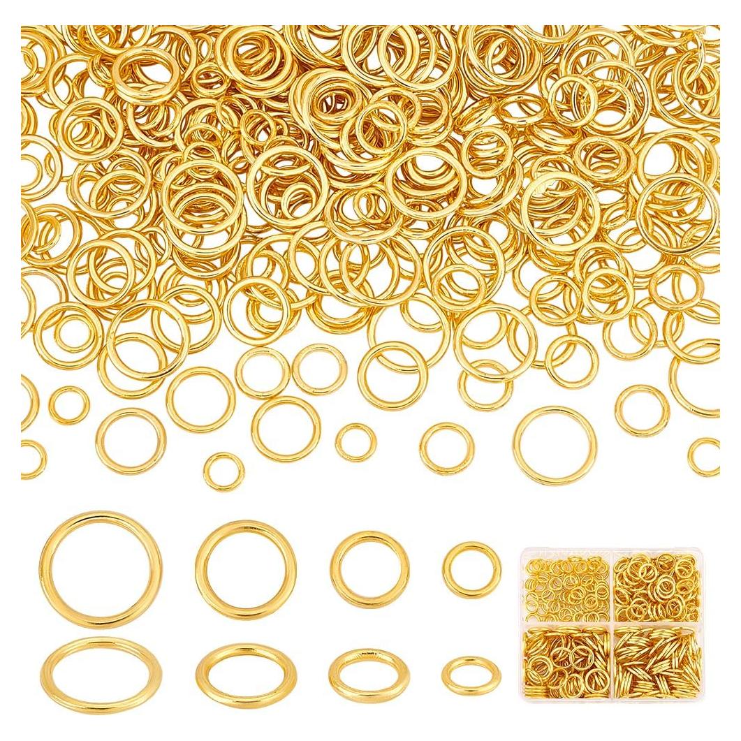 360 Anillos de Salto Cerrados PH PandaHall 4 Tamaños Dorados