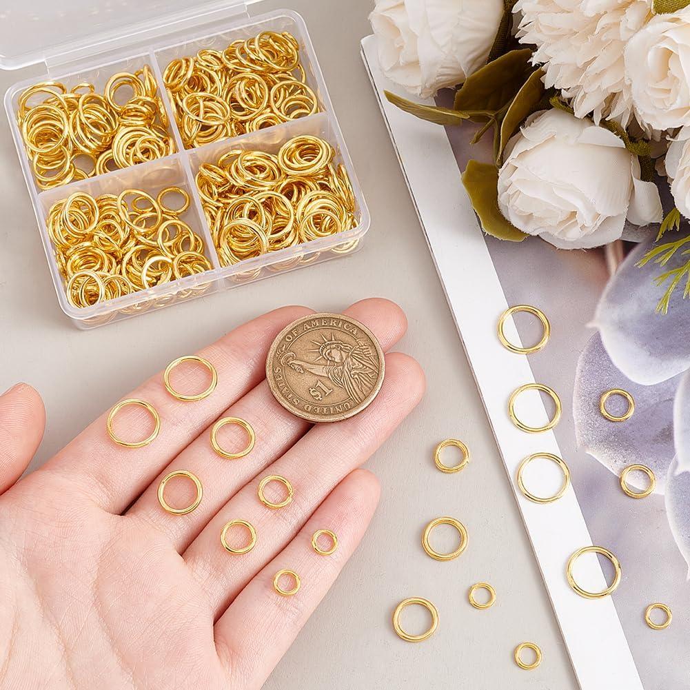 360 Anillos de Salto Cerrados PH PandaHall 4 Tamaños Dorados