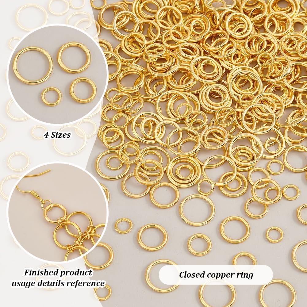 360 Anillos de Salto Cerrados PH PandaHall 4 Tamaños Dorados