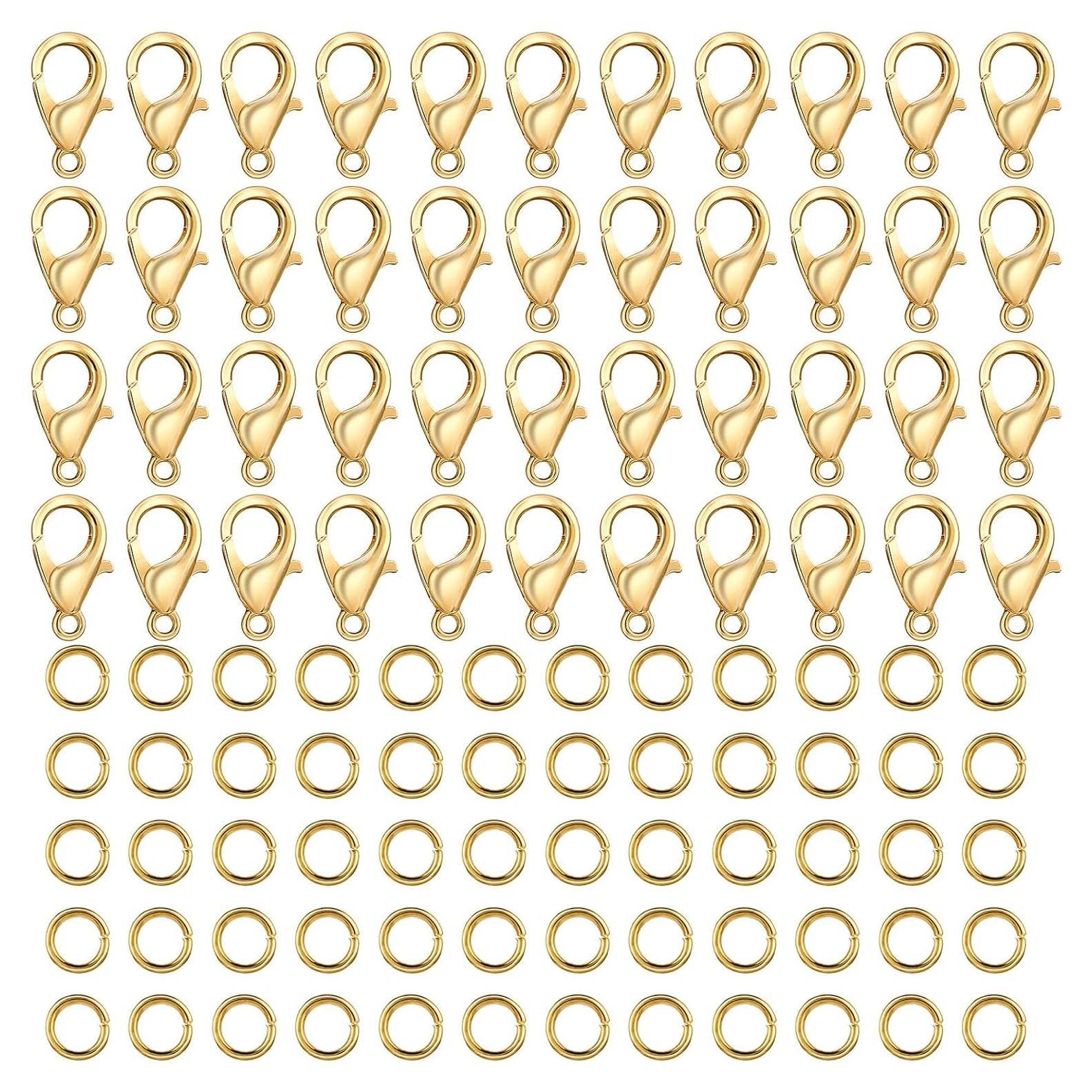 Juego de 500 Broches de Langosta y Anillas Abiertas Doradas