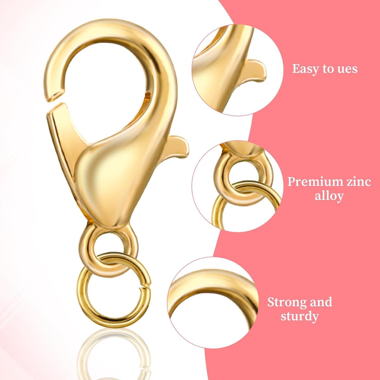 Juego de 500 Broches de Langosta y Anillas Abiertas Doradas