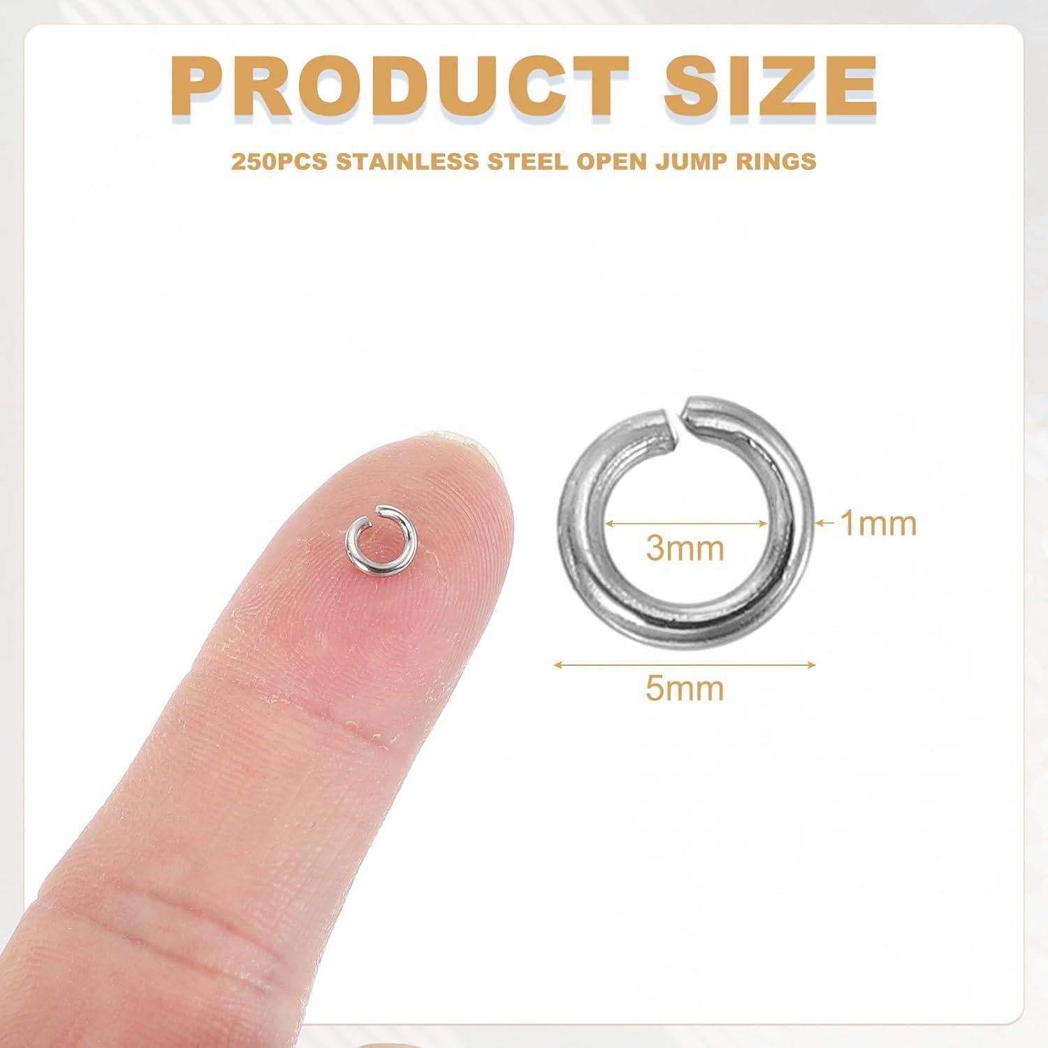Anillas Abiertas de Acero Inoxidable uxcell 250pcs 5mm