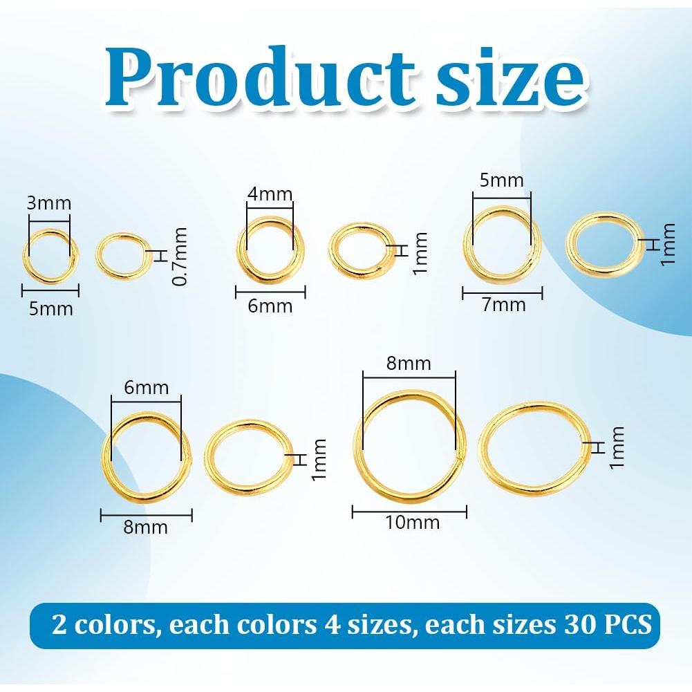 Anillas de Salto de Latón Plateadas y Doradas PH PandaHall 300pcs