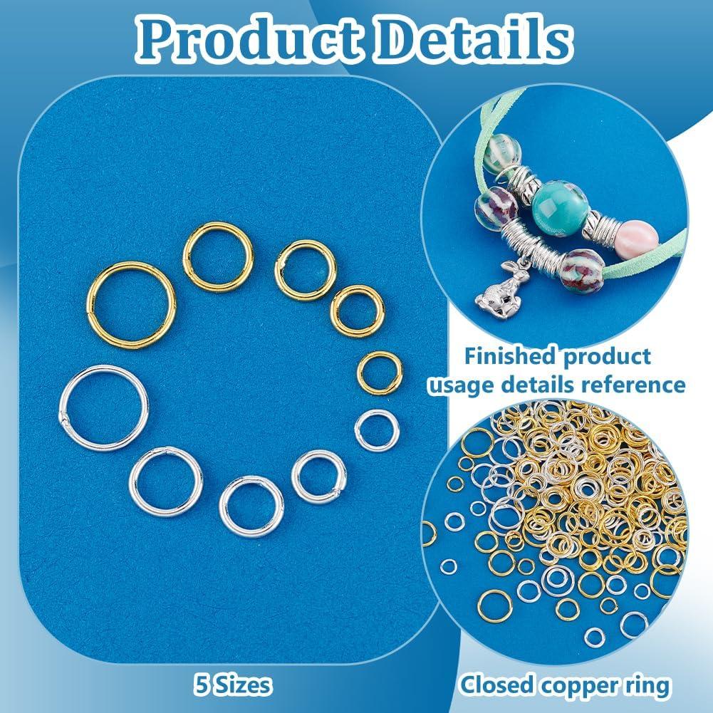 Anillas de Salto de Latón Plateadas y Doradas PH PandaHall 300pcs