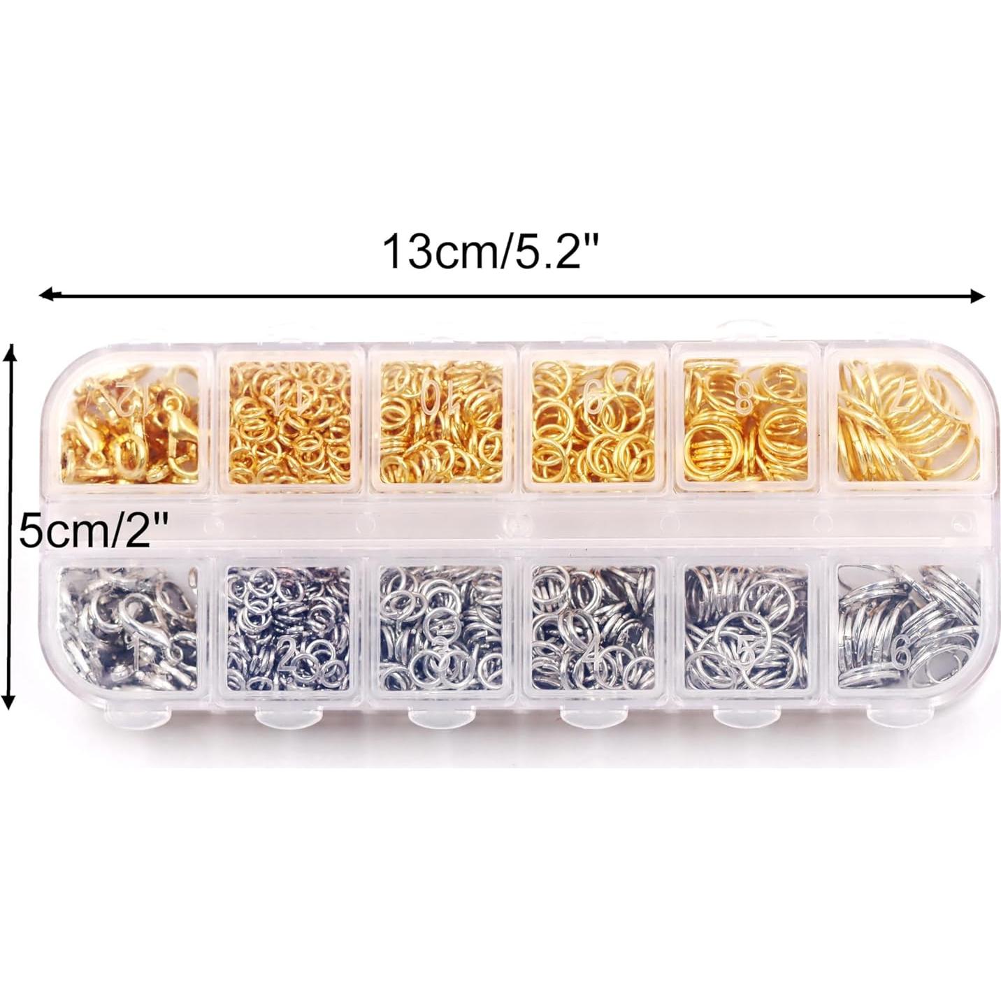 Kit de Joyería Malahill 1100 Piezas Anillas y Cierres