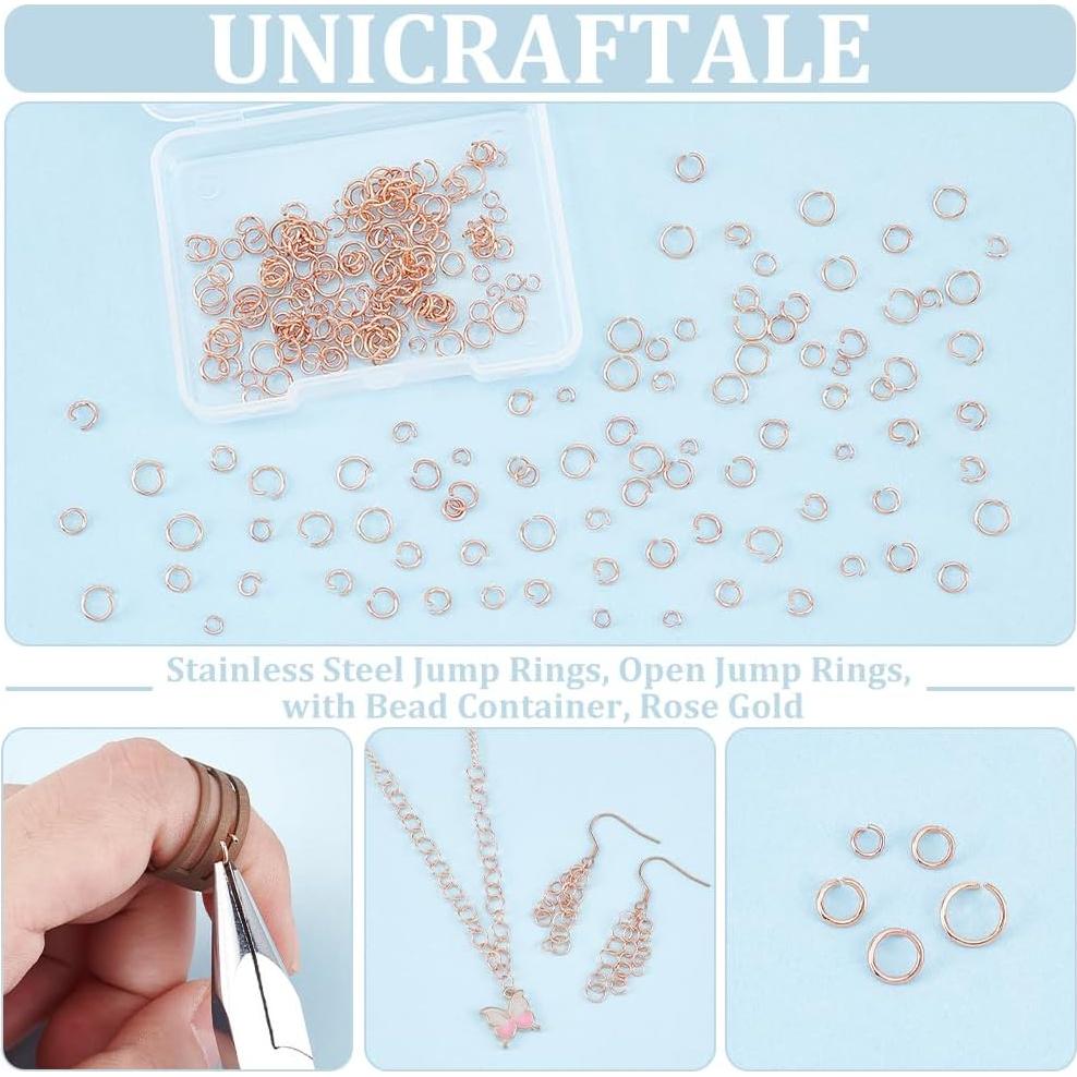 Anillas Abiertas de Salto UNICRAFTALE 250pcs Oro Rosa 3-6mm