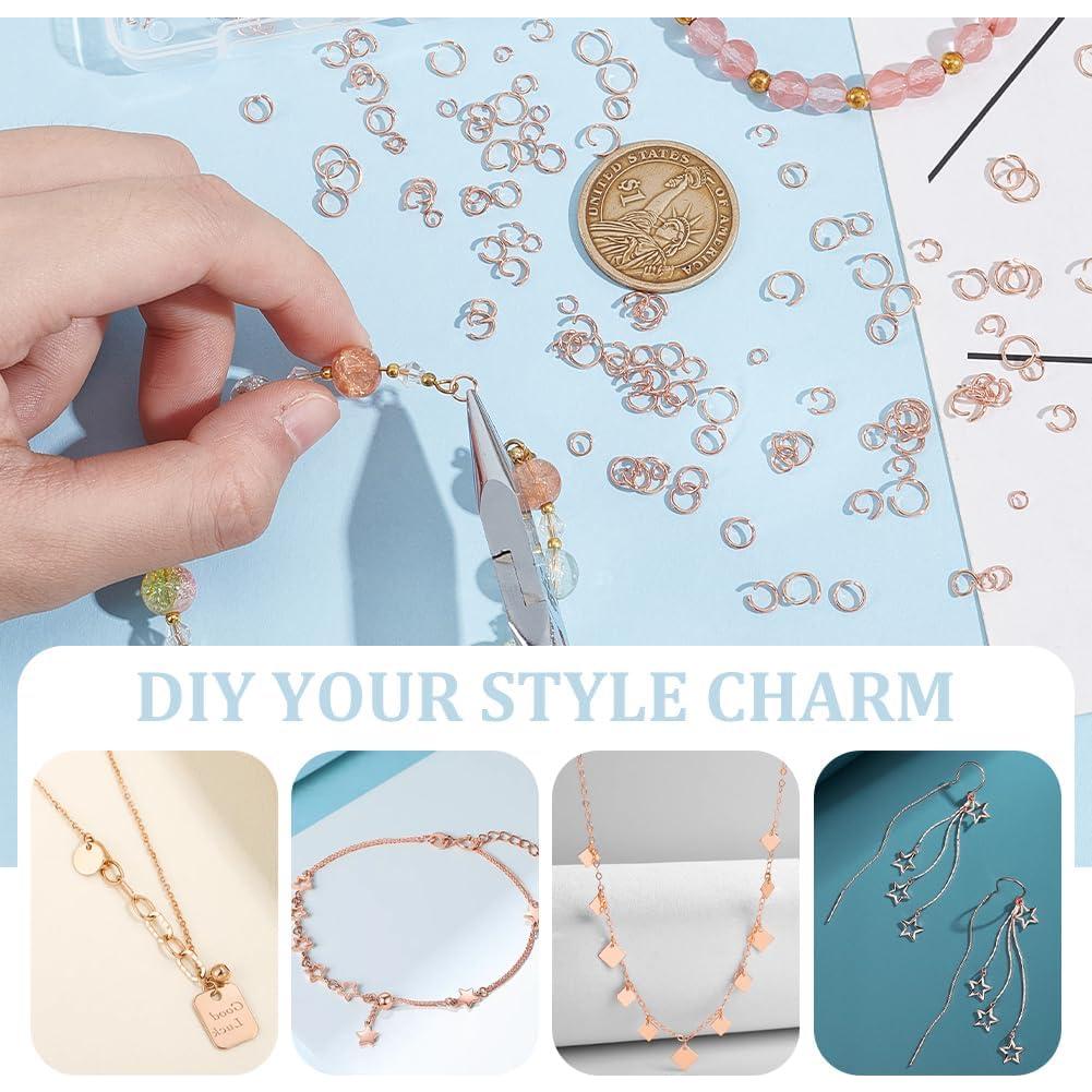 Anillas Abiertas de Salto UNICRAFTALE 250pcs Oro Rosa 3-6mm