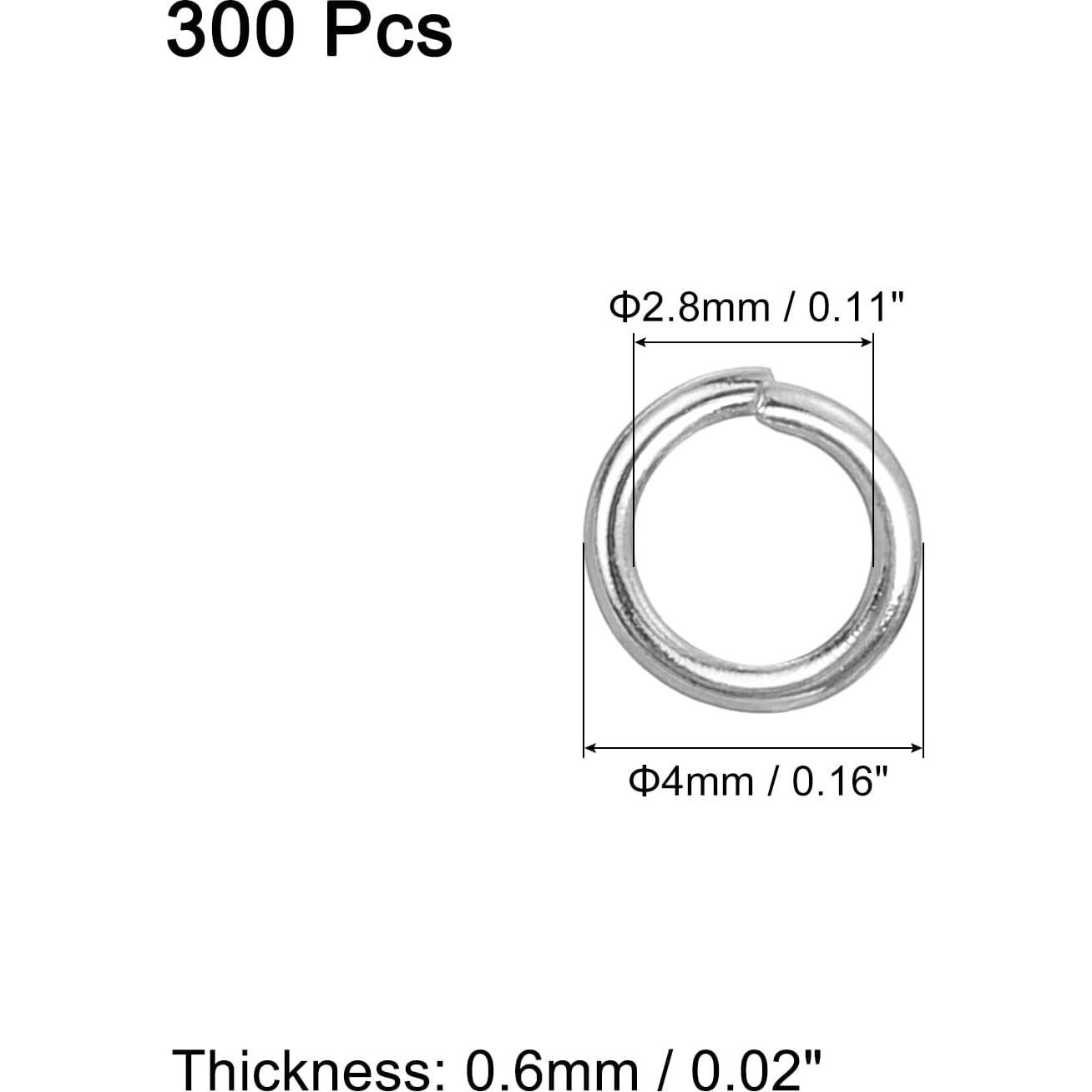 Anillas Abiertas uxcell 300Pcs 4mm Acero Inoxidable Plata
