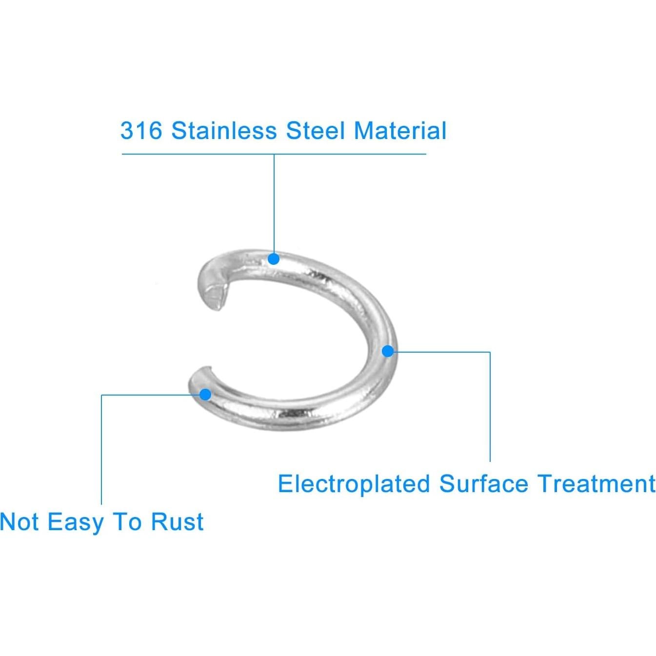 Anillas Abiertas uxcell 300Pcs 4mm Acero Inoxidable Plata