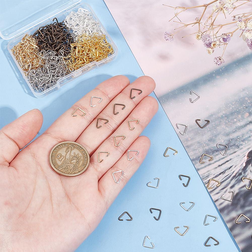 PH PandaHall 750 Anillos Triángulo Hierro 9mm 5 Colores DIY