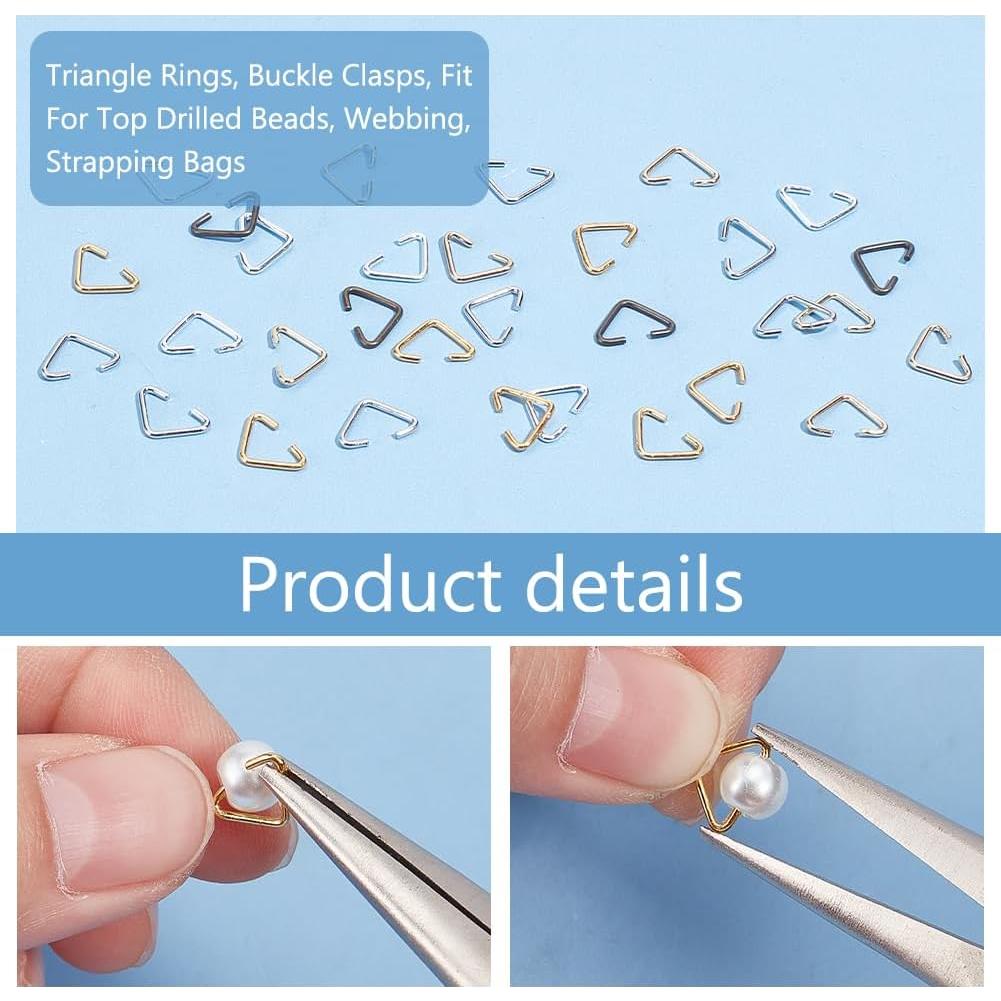 PH PandaHall 750 Anillos Triángulo Hierro 9mm 5 Colores DIY