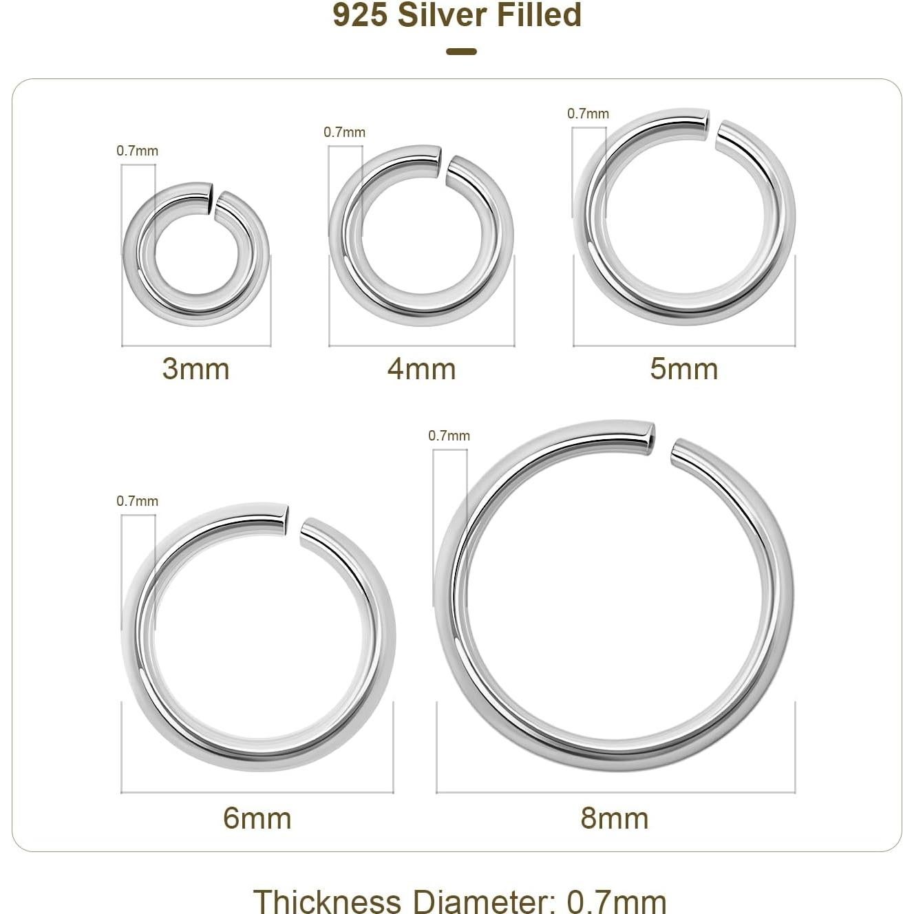 1000 Anillas de Salto Abiertas Plata 925 MICROAMOY 4x0.7mm