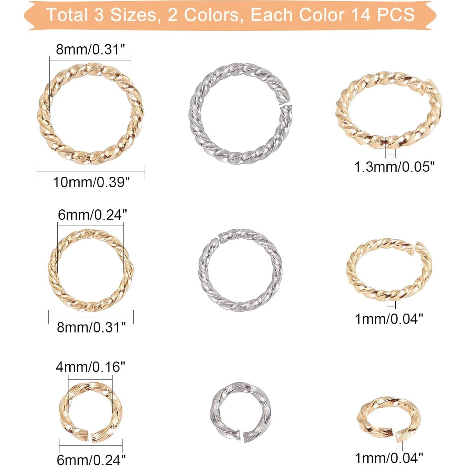Anillas Abiertas Retorcidas UNICRAFTALE 84pcs Acero Inoxidable